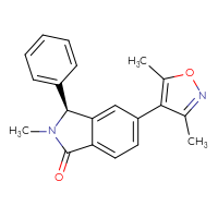 Chemical structure of (3S)-5-(3,5-dimethyl-1,2-oxazol-4-yl)-2-methyl-3-phenyl-2,3-dihydro-1H-isoindol-1-one - CSSB02495325655