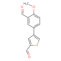 Chemical structure of 4-(3-formyl-4-methoxyphenyl)thiophene-2-carbaldehyde - CSSB00102681231