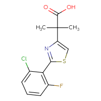 Chemical structure of 2-[2-(2-chloro-6-fluorophenyl)-1,3-thiazol-4-yl]-2-methylpropanoic acid - CSSB00000732186