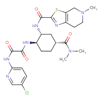 Chemical structure of N'-(5-chloropyridin-2-yl)-N-[(1R,2R,4R)-4-(dimethylcarbamoyl)-2-{5-methyl-4H,5H,6H,7H-[1,3]thiazolo[5,4-c]pyridine-2-amido}cyclohexyl]ethanediamide - CSSB00016994095