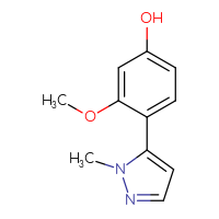 Chemical structure of 3-methoxy-4-(1-methyl-1H-pyrazol-5-yl)phenol - CSSB00020886774