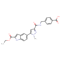 Chemical structure of 4-[({5-[2-(ethoxycarbonyl)-1H-indol-5-yl]-1-methyl-1H-pyrazol-3-yl}formamido)methyl]benzoic acid - CSSB02495326347