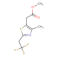 Chemical structure of methyl 2-[4-methyl-2-(2,2,2-trifluoroethyl)-1,3-thiazol-5-yl]acetate - CSSB01994646646