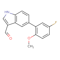 Chemical structure of 5-(5-fluoro-2-methoxyphenyl)-1H-indole-3-carbaldehyde - CSSB06588615946