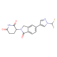 Chemical structure of 3-{5-[1-(difluoromethyl)-1H-pyrazol-4-yl]-1-oxo-2,3-dihydro-1H-isoindol-2-yl}piperidine-2,6-dione - CSSB03513194015