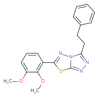 Chemical structure of 6-(2,3-dimethoxyphenyl)-3-(2-phenylethyl)-[1,2,4]triazolo[3,4-b][1,3,4]thiadiazole - CSSB00121616711