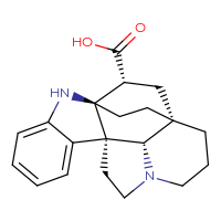 Chemical structure of (1R,9R,16R,18R,21S)-2,12-diazahexacyclo[14.2.2.1⁹,¹².0¹,⁹.0³,⁸.0¹⁶,²¹]henicosa-3,5,7-triene-18-carboxylic acid - CSSB14929136839