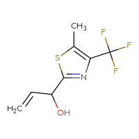 Chemical structure of 1-[5-methyl-4-(trifluoromethyl)-1,3-thiazol-2-yl]prop-2-en-1-ol - CSSB21246476438