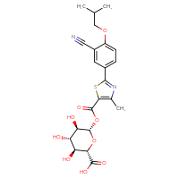 Chemical structure of (2S,3S,4S,5R,6S)-6-{2-[3-cyano-4-(2-methylpropoxy)phenyl]-4-methyl-1,3-thiazole-5-carbonyloxy}-3,4,5-trihydroxyoxane-2-carboxylic acid - CSSB03436545605
