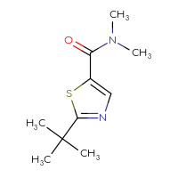 Chemical structure of 2-tert-butyl-N,N-dimethyl-1,3-thiazole-5-carboxamide - CSSB01991376477