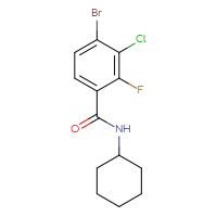 Chemical structure of 4-bromo-3-chloro-N-cyclohexyl-2-fluorobenzamide - CSSB02008225250