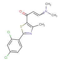 Chemical structure of 1-[2-(2,4-dichlorophenyl)-4-methyl-1,3-thiazol-5-yl]-3-(dimethylamino)prop-2-en-1-one - CSSB02125604329