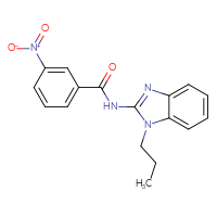 Chemical structure of 3-nitro-N-(1-propyl-1H-1,3-benzodiazol-2-yl)benzamide - CSSB00026247576