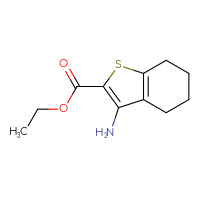 Chemical structure of ethyl 3-amino-4,5,6,7-tetrahydro-1-benzothiophene-2-carboxylate - CSSB00011010686