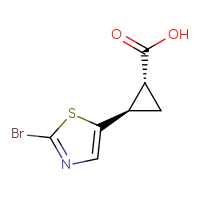 Chemical structure of (1R,2R)-2-(2-bromo-1,3-thiazol-5-yl)cyclopropane-1-carboxylic acid - CSSB15301376683