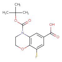 Chemical structure of 4-[(tert-butoxy)carbonyl]-8-fluoro-3,4-dihydro-2H-1,4-benzoxazine-6-carboxylic acid - CSSB20621787426