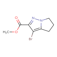 Chemical structure of methyl 3-bromo-4H,5H,6H-pyrrolo[1,2-b]pyrazole-2-carboxylate - CSSB00021437703