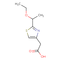 Chemical structure of 2-[2-(1-ethoxyethyl)-1,3-thiazol-4-yl]acetic acid - CSSB00000757160