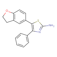 Chemical structure of 5-(2,3-dihydro-1-benzofuran-5-yl)-4-phenyl-1,3-thiazol-2-amine - CSSB06585450414