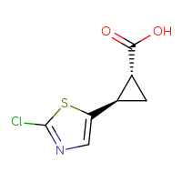 Chemical structure of (1R,2R)-2-(2-chloro-1,3-thiazol-5-yl)cyclopropane-1-carboxylic acid - CSSB00135382511