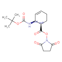 Chemical structure of rac-2,5-dioxopyrrolidin-1-yl (1R,2S)-2-{[(tert-butoxy)carbonyl]amino}cyclohex-3-ene-1-carboxylate - CSSB20620696281