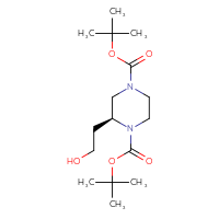 Chemical structure of 1,4-di-tert-butyl (2S)-2-(2-hydroxyethyl)piperazine-1,4-dicarboxylate - CSSB00015733890