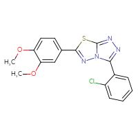 Chemical structure of 3-(2-chlorophenyl)-6-(3,4-dimethoxyphenyl)-[1,2,4]triazolo[3,4-b][1,3,4]thiadiazole - CSSB00121638186