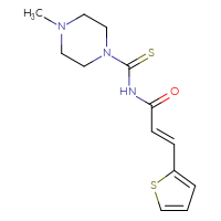 Chemical structure of (2E)-N-[(E)-4-methylpiperazine-1-carbothioyl]-3-(thiophen-2-yl)prop-2-enamide - CSSB00020583513