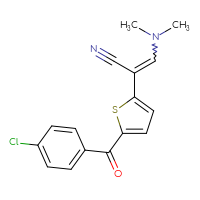 Chemical structure of 2-[5-(4-chlorobenzoyl)thiophen-2-yl]-3-(dimethylamino)prop-2-enenitrile - CSSB02125604185