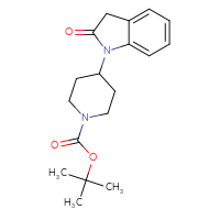 Chemical structure of tert-butyl 4-(2-oxo-2,3-dihydro-1H-indol-1-yl)piperidine-1-carboxylate - CSSB00010382124