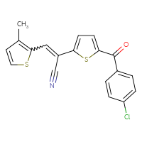Chemical structure of 2-[5-(4-chlorobenzoyl)thiophen-2-yl]-3-(3-methylthiophen-2-yl)prop-2-enenitrile - CSSB02125603965