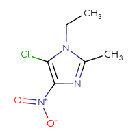 Chemical structure of 5-chloro-1-ethyl-2-methyl-4-nitro-1H-imidazole - CSSB00000029454