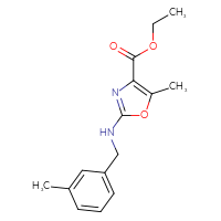 Chemical structure of ethyl 5-methyl-2-{[(3-methylphenyl)methyl]amino}-1,3-oxazole-4-carboxylate - CSSB01419287488