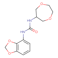 Chemical structure of 3-(2H-1,3-benzodioxol-4-yl)-1-(1,4-dioxepan-6-yl)urea - CSSB02029302964