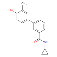 Chemical structure of N-cyclopropyl-4'-hydroxy-3'-methyl-[1,1'-biphenyl]-3-carboxamide - CSSB00150704739