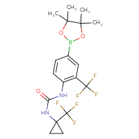 Chemical structure of 1-[4-(4,4,5,5-tetramethyl-1,3,2-dioxaborolan-2-yl)-2-(trifluoromethyl)phenyl]-3-[1-(trifluoromethyl)cyclopropyl]urea - CSSB21332130500