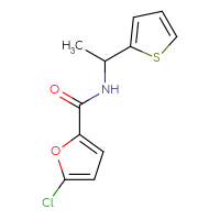Chemical structure of 5-chloro-N-[1-(thiophen-2-yl)ethyl]furan-2-carboxamide - CSSB00000191377