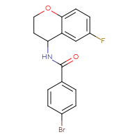 Chemical structure of 4-bromo-N-(6-fluoro-3,4-dihydro-2H-1-benzopyran-4-yl)benzamide - CSSB02074452189