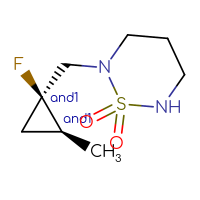 Chemical structure of rac-2-{[(1R,2S)-1-fluoro-2-methylcyclopropyl]methyl}-1λ⁶,2,6-thiadiazinane-1,1-dione - CSMB20980660918