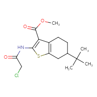 Chemical structure of methyl 6-tert-butyl-2-(2-chloroacetamido)-4,5,6,7-tetrahydro-1-benzothiophene-3-carboxylate - CSSB00020598694