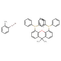 Chemical structure of [5-(diphenylphosphanyl)-9,9-dimethyl-9H-xanthen-4-yl]diphenylphosphane; bromo(2-methylphenyl)nickel - CSSB21332127128