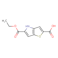 Chemical structure of 5-(ethoxycarbonyl)-4H-thieno[3,2-b]pyrrole-2-carboxylic acid - CSSB20813968404