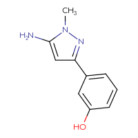 Chemical structure of 3-(5-amino-1-methyl-1H-pyrazol-3-yl)phenol - CSSB00021262619