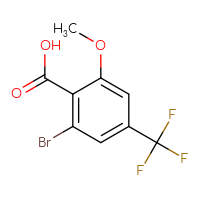 Chemical structure of 2-bromo-6-methoxy-4-(trifluoromethyl)benzoic acid - CSSB00010272207