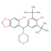 Chemical structure of 6-[(3,5-di-tert-butyl-4-hydroxyphenyl)(morpholin-4-yl)methyl]-2H-1,3-benzodioxol-5-ol - CSSB00161188999
