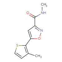 Chemical structure of N-methyl-5-(3-methylthiophen-2-yl)-1,2-oxazole-3-carboxamide - CSSB15025261800