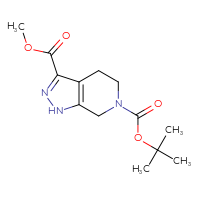Chemical structure of 6-tert-butyl 3-methyl 1H,4H,5H,6H,7H-pyrazolo[3,4-c]pyridine-3,6-dicarboxylate - CSSB00010183994