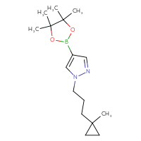 Chemical structure of 1-[3-(1-methylcyclopropyl)propyl]-4-(4,4,5,5-tetramethyl-1,3,2-dioxaborolan-2-yl)-1H-pyrazole - CSSB00116927880