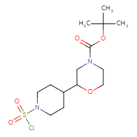 Chemical structure of tert-butyl 2-[1-(chlorosulfonyl)piperidin-4-yl]morpholine-4-carboxylate - CSSB06655831184