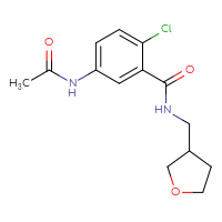 Chemical structure of 2-chloro-5-acetamido-N-[(oxolan-3-yl)methyl]benzamide - CSSB02037460817